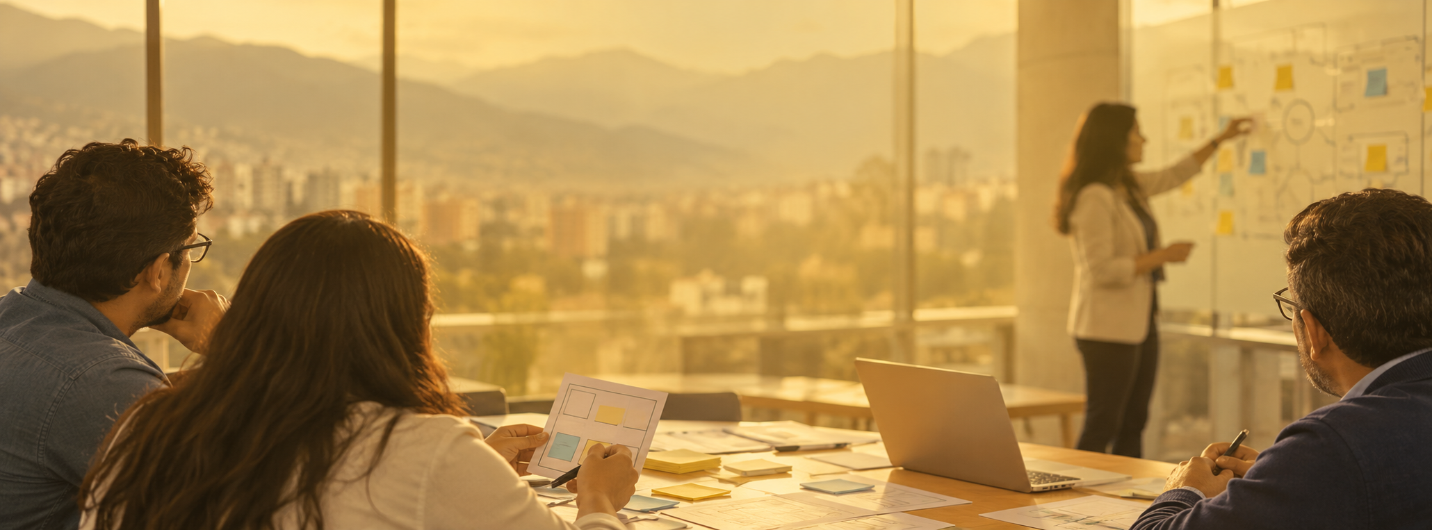 Profesionales innovando en pizarra interactiva colaborativa